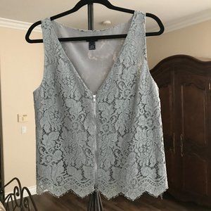 JCREW COLLECTION JARDIN LACE VEST SLATE #29522 S